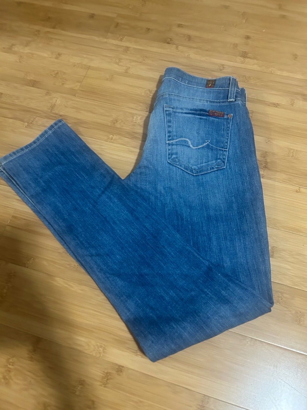 7 For All Mankind Women's Blue Bootcut Jeans - Classic Medium Wash